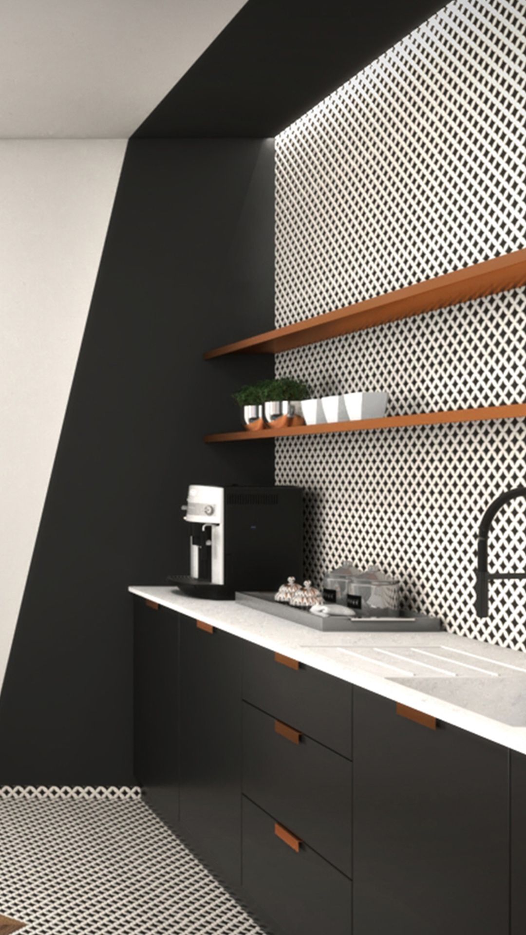 Kreativa - interior design for the confidential client office in Wroclaw, a kitchenette with a place to rest