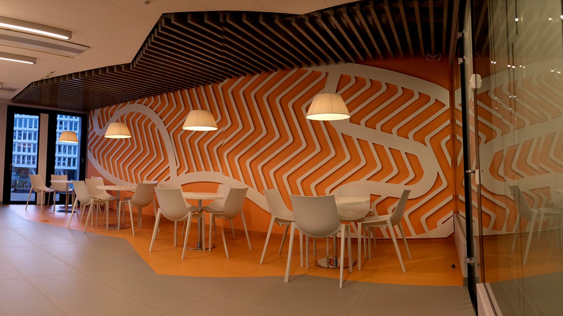 Kreativa - interior design for the Adidas office in Warsaw, dining room