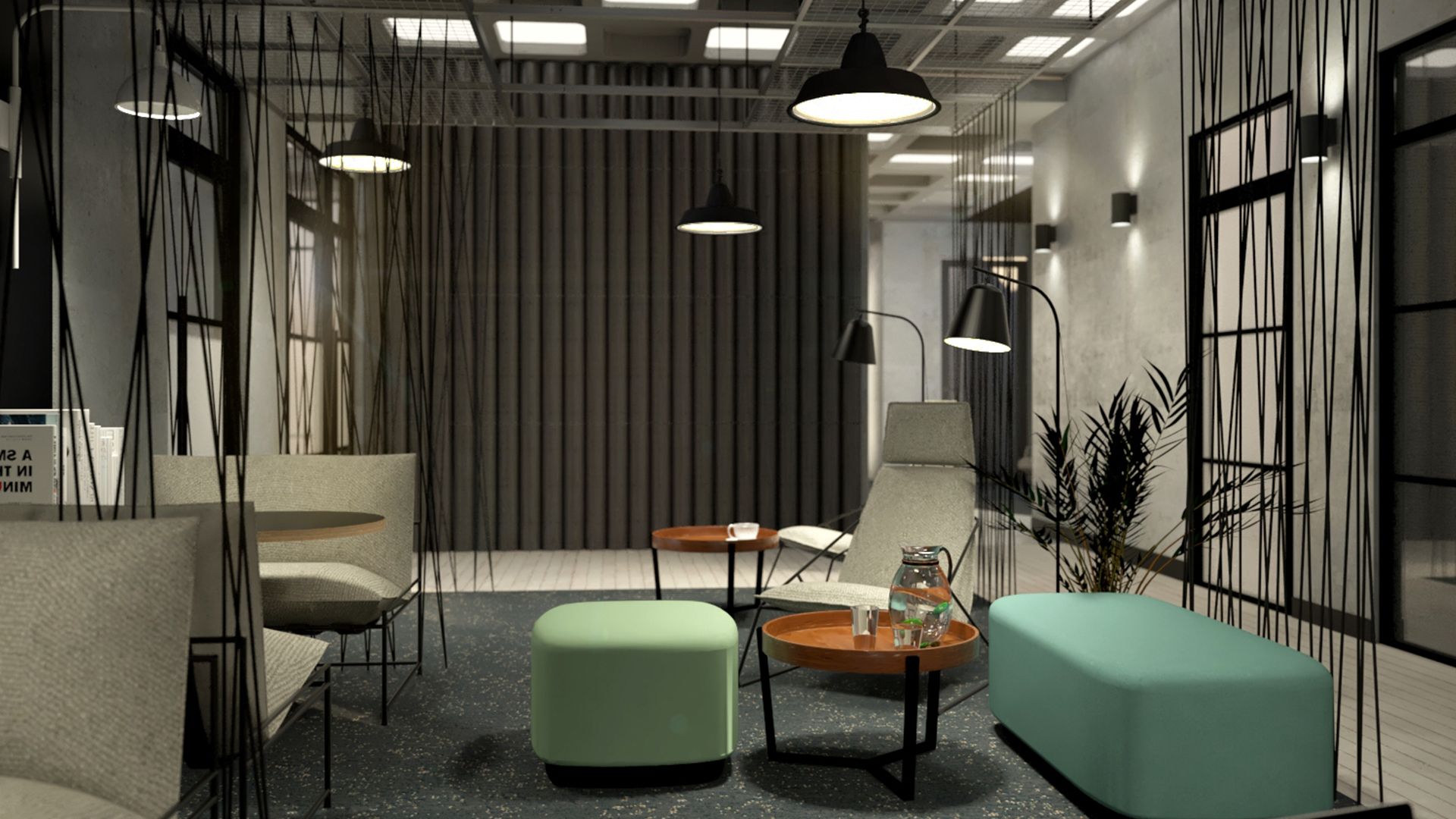 Kreativa – projekt wnętrz biura u klienta poufnego w Warszawie, strefa relaksu